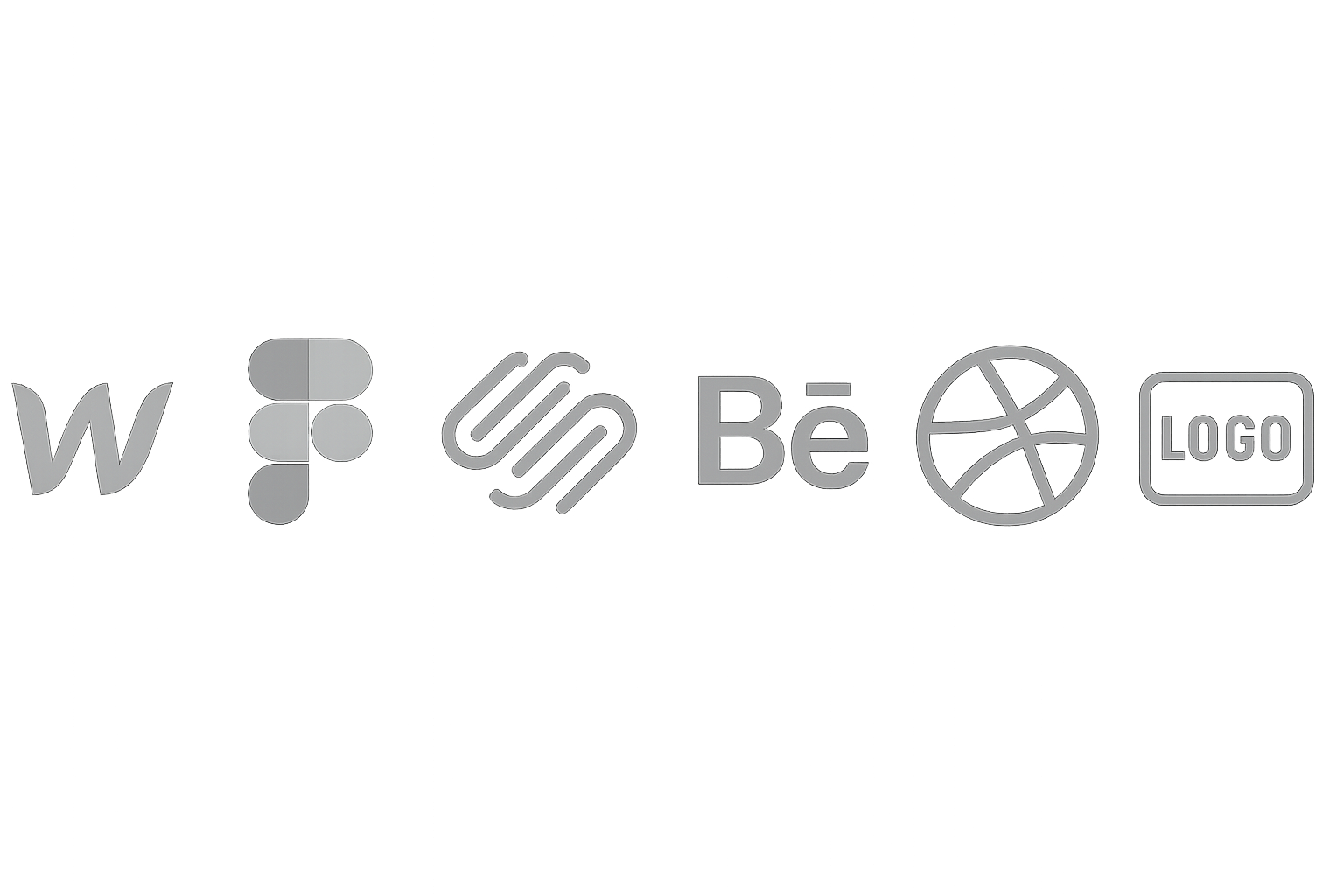 Logos of tools and publications used by creative professionals