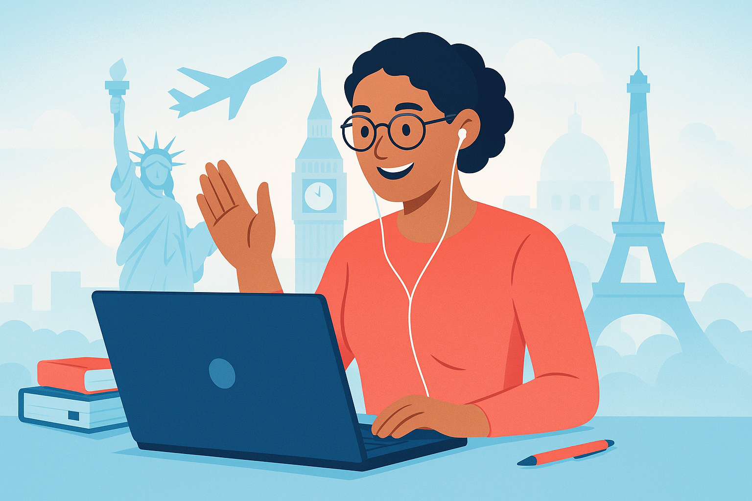 Learner practicing English online