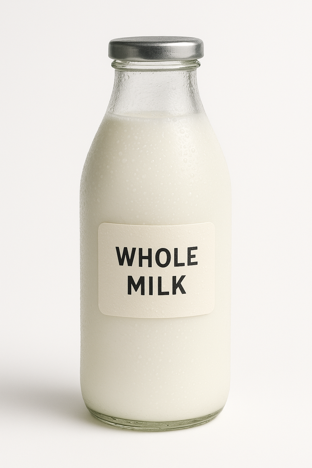 Cream-top whole milk in glass bottle
