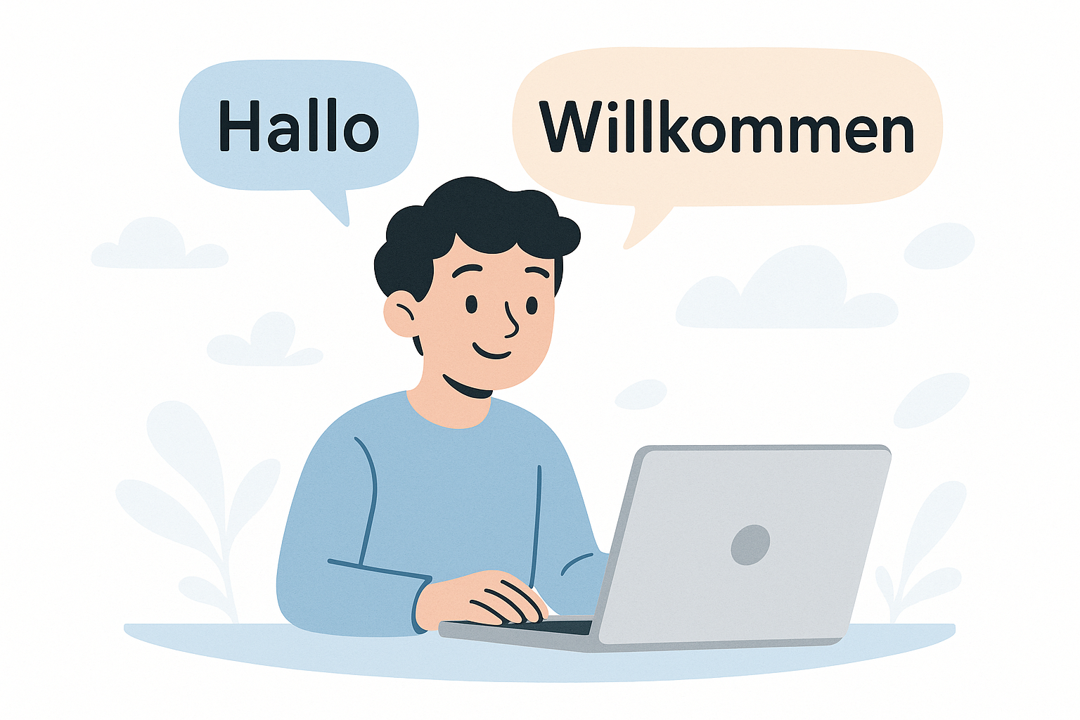 Student learning German online