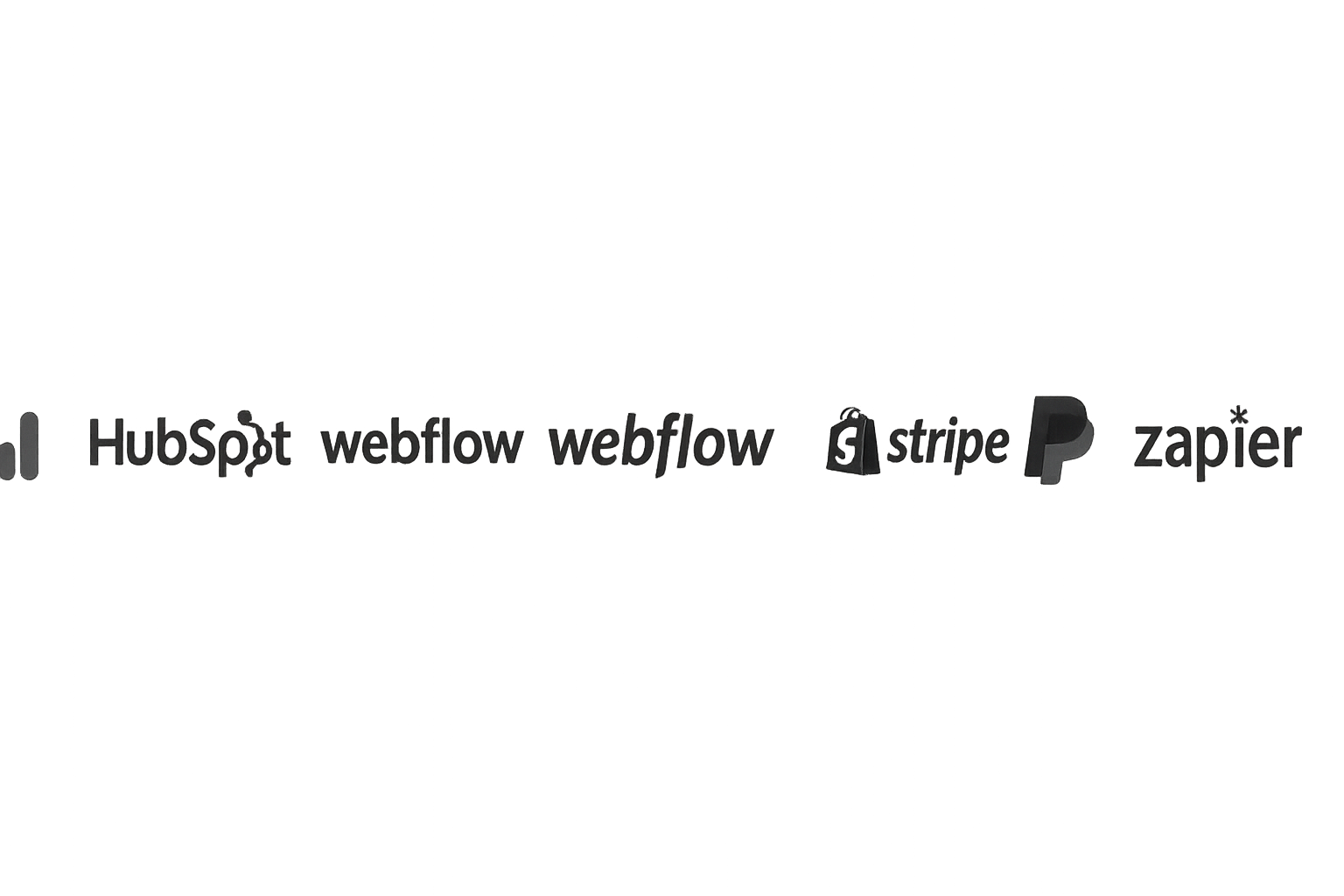 Trusted across GA4, Mixpanel, HubSpot, Webflow, Shopify, Stripe, PayPal, Notion, and Zapier