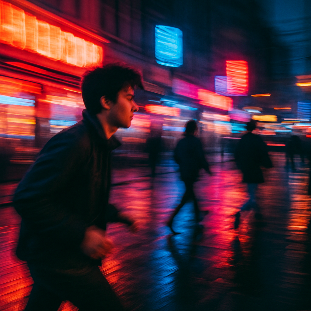 Candid street scene with motion blur