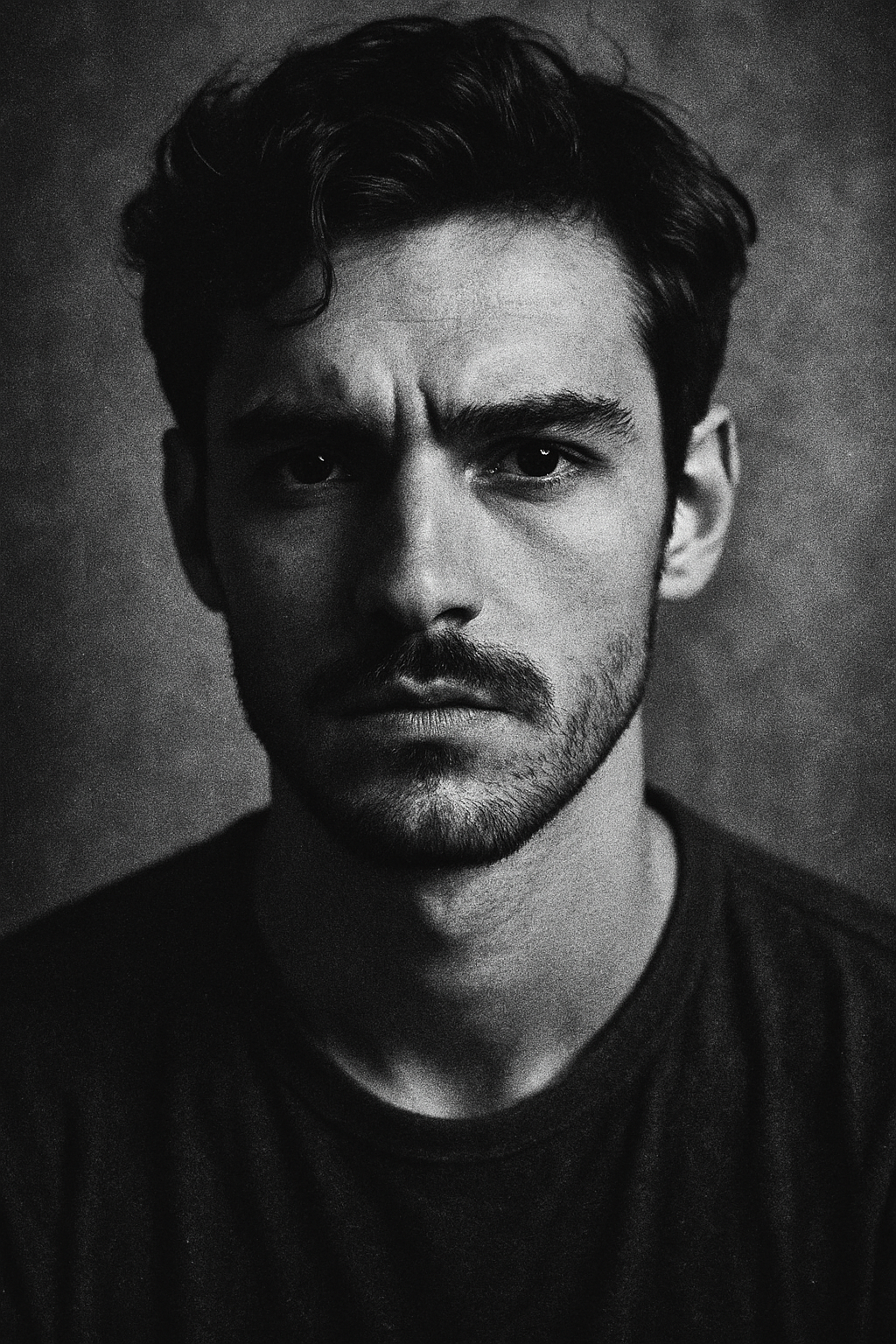 Black and white close-up portrait