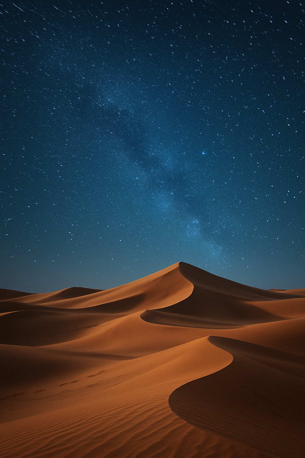 Desert dunes under night sky