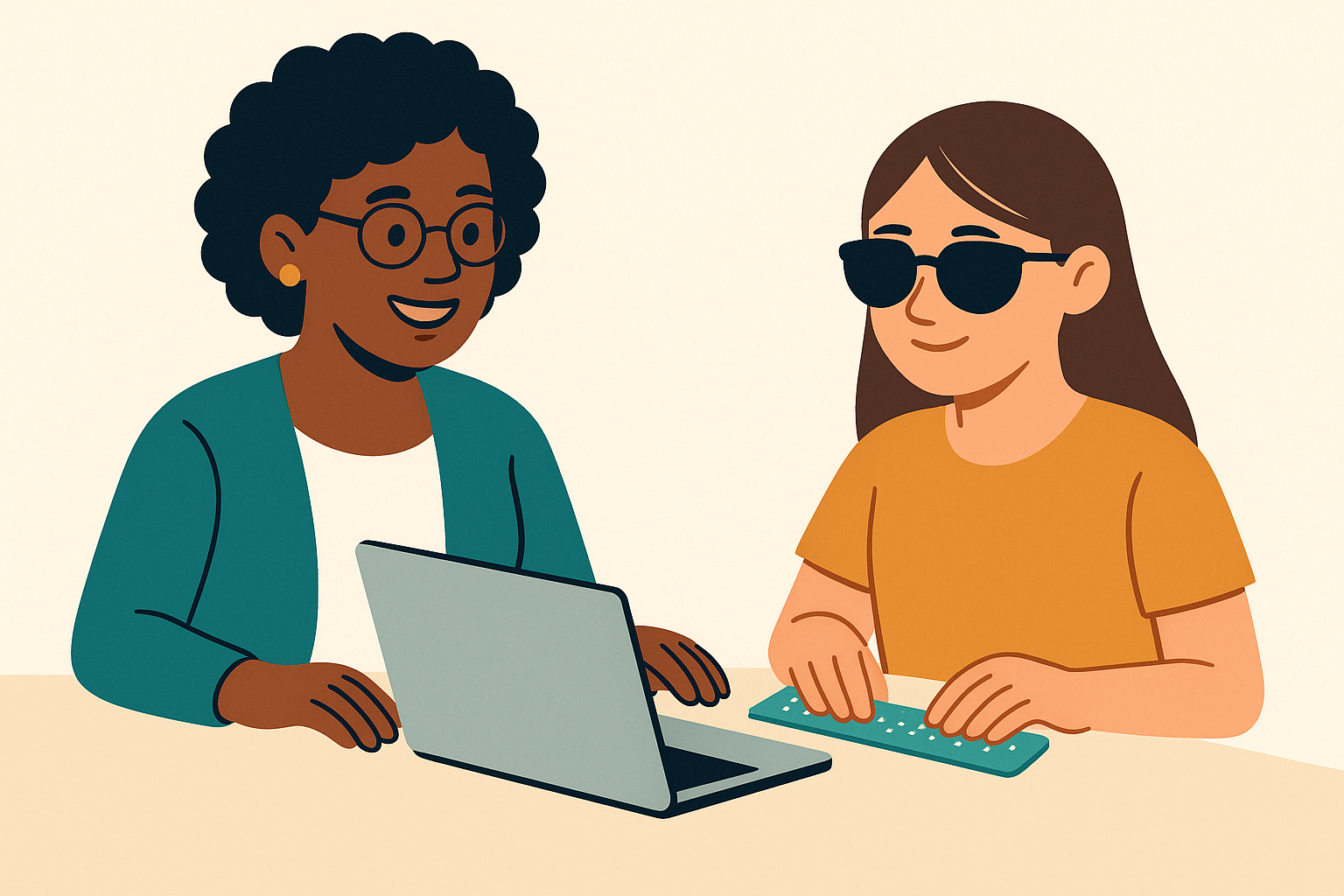 Tutor supporting a student in a calm study space