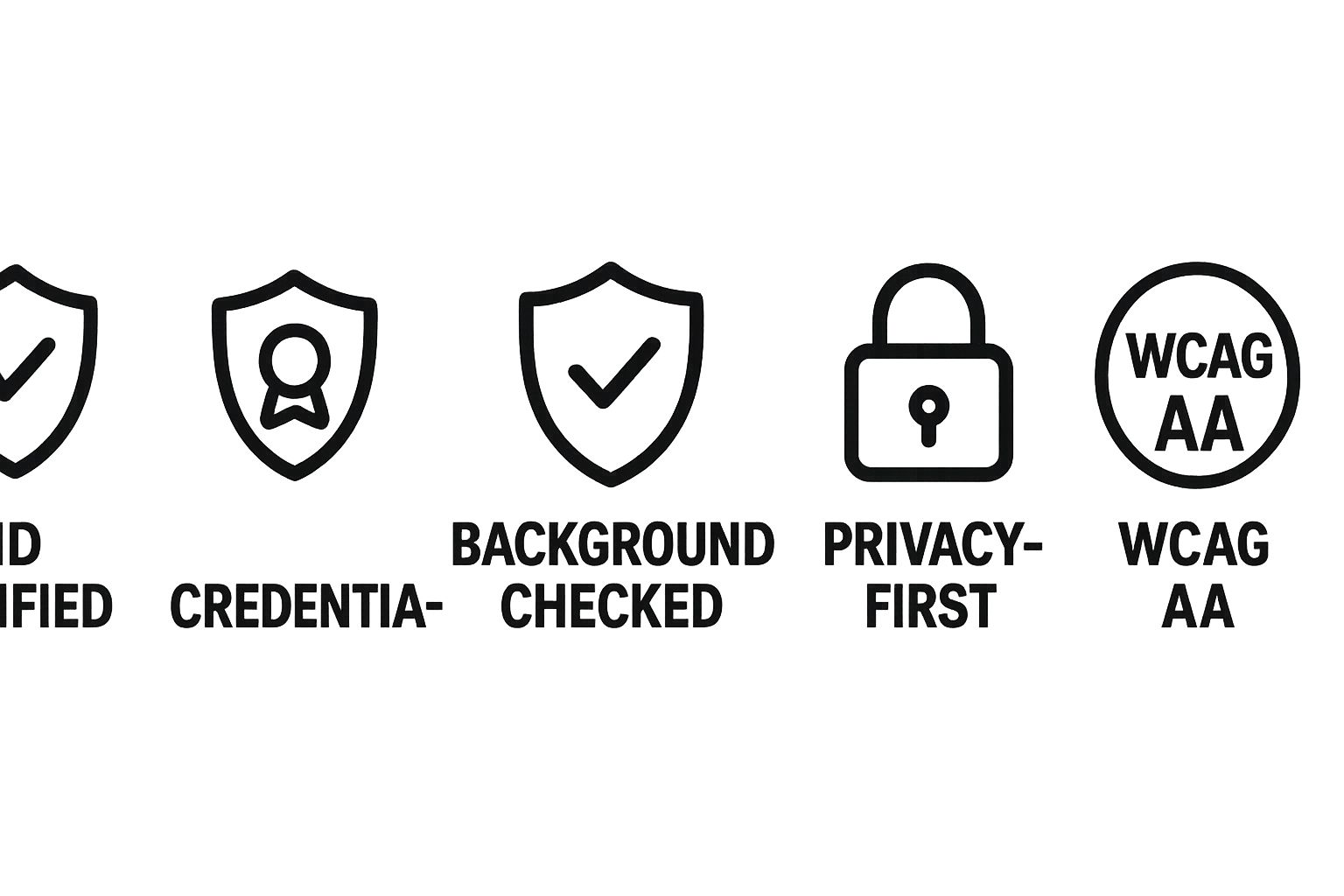 Trust badges indicating verification and privacy
