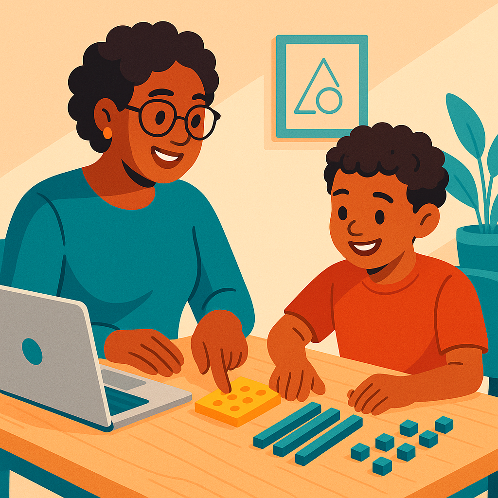 Tutor guiding a student with multisensory tools