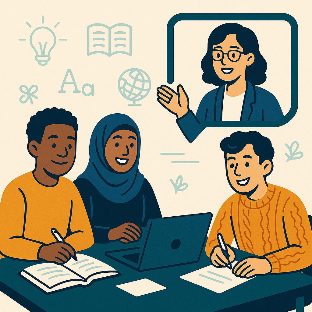 Tutor supporting diverse learners with reading and math in an inclusive setting.