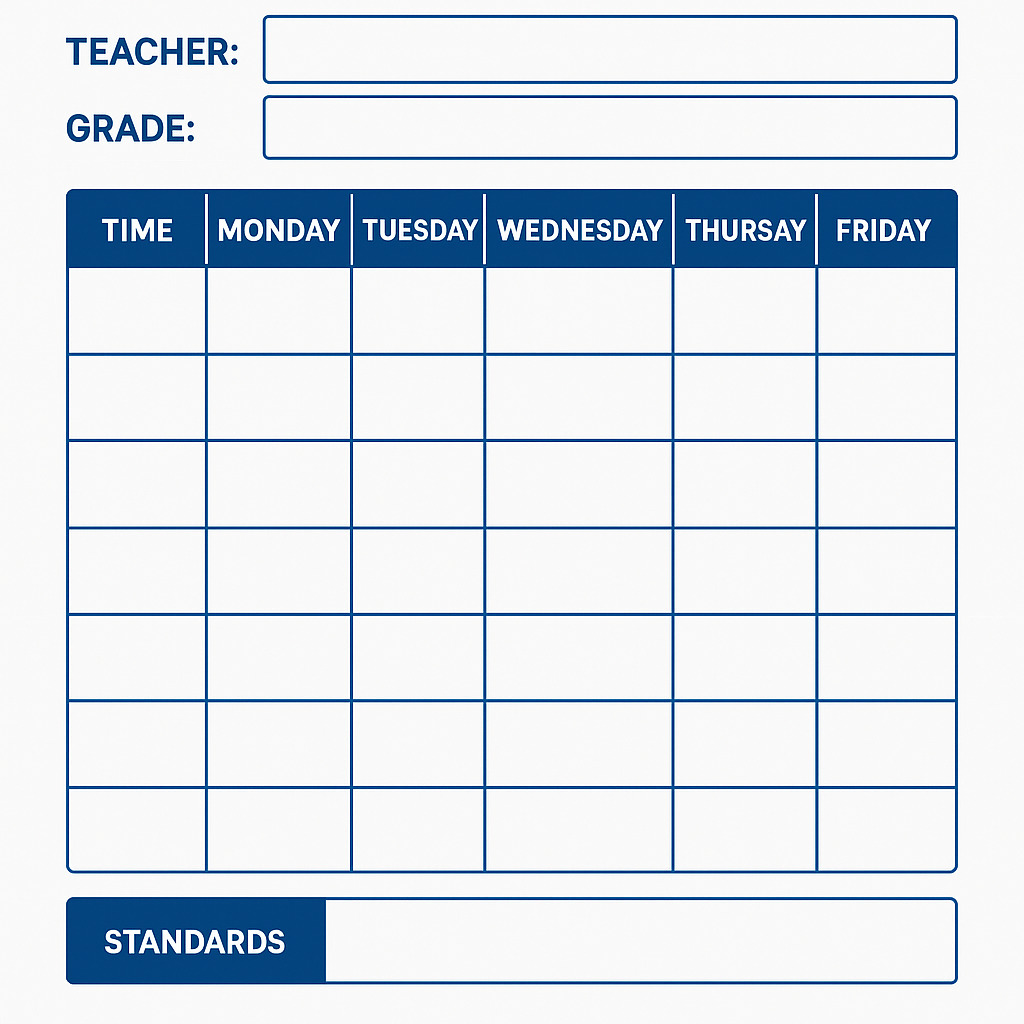 Weekly lesson plan template preview