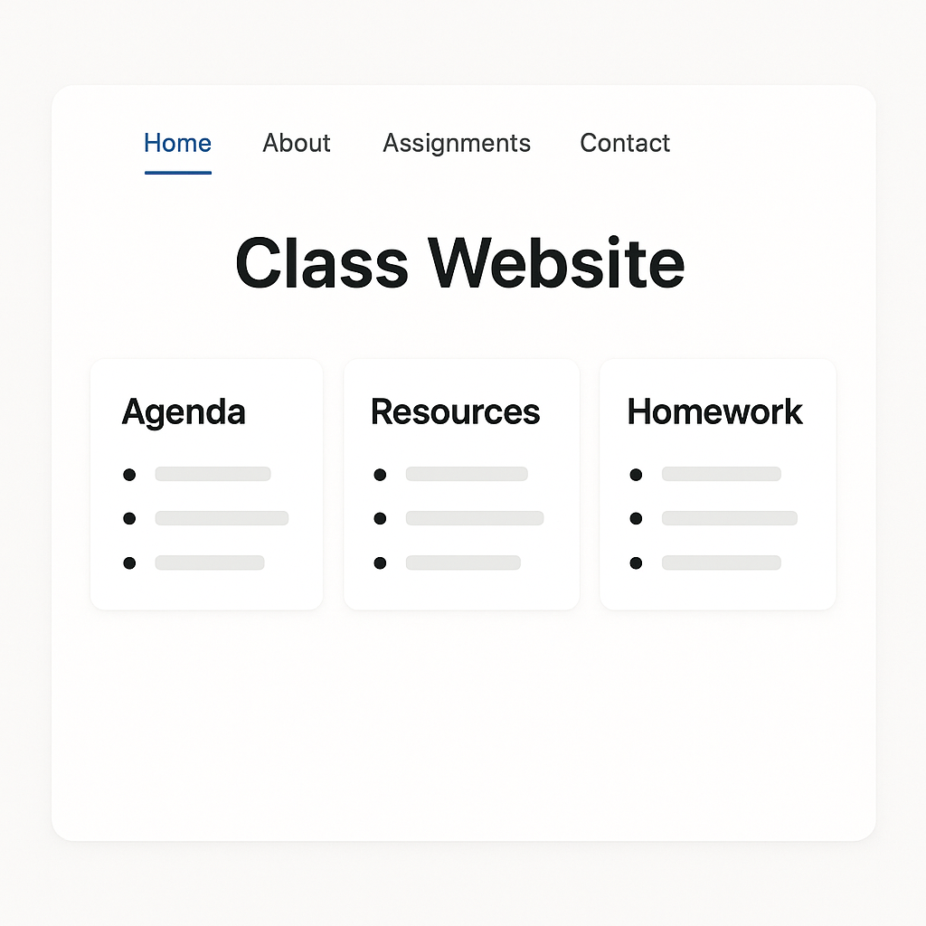 Class website homepage sample